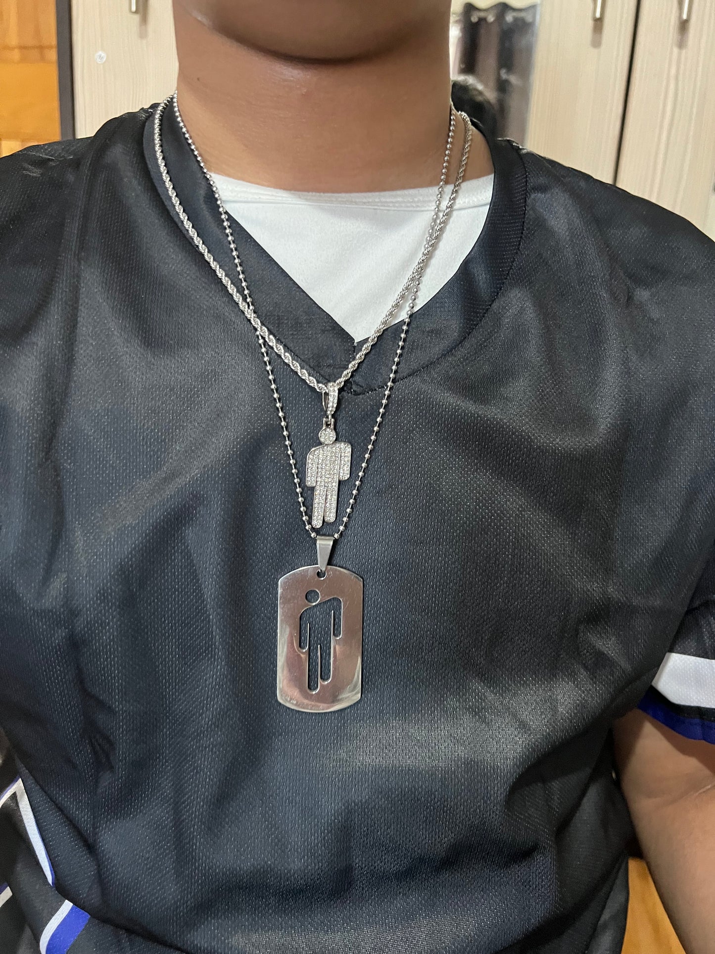 Billie eilish dogtag and silver blohsh necklace bundle includes 2 necklaces silver&dogtag