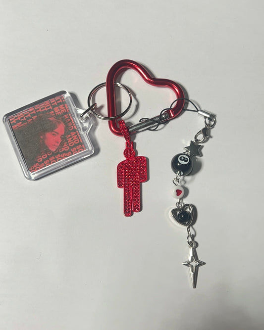 Billie eilish red blohsh keychain hit me hard and soft so cutee