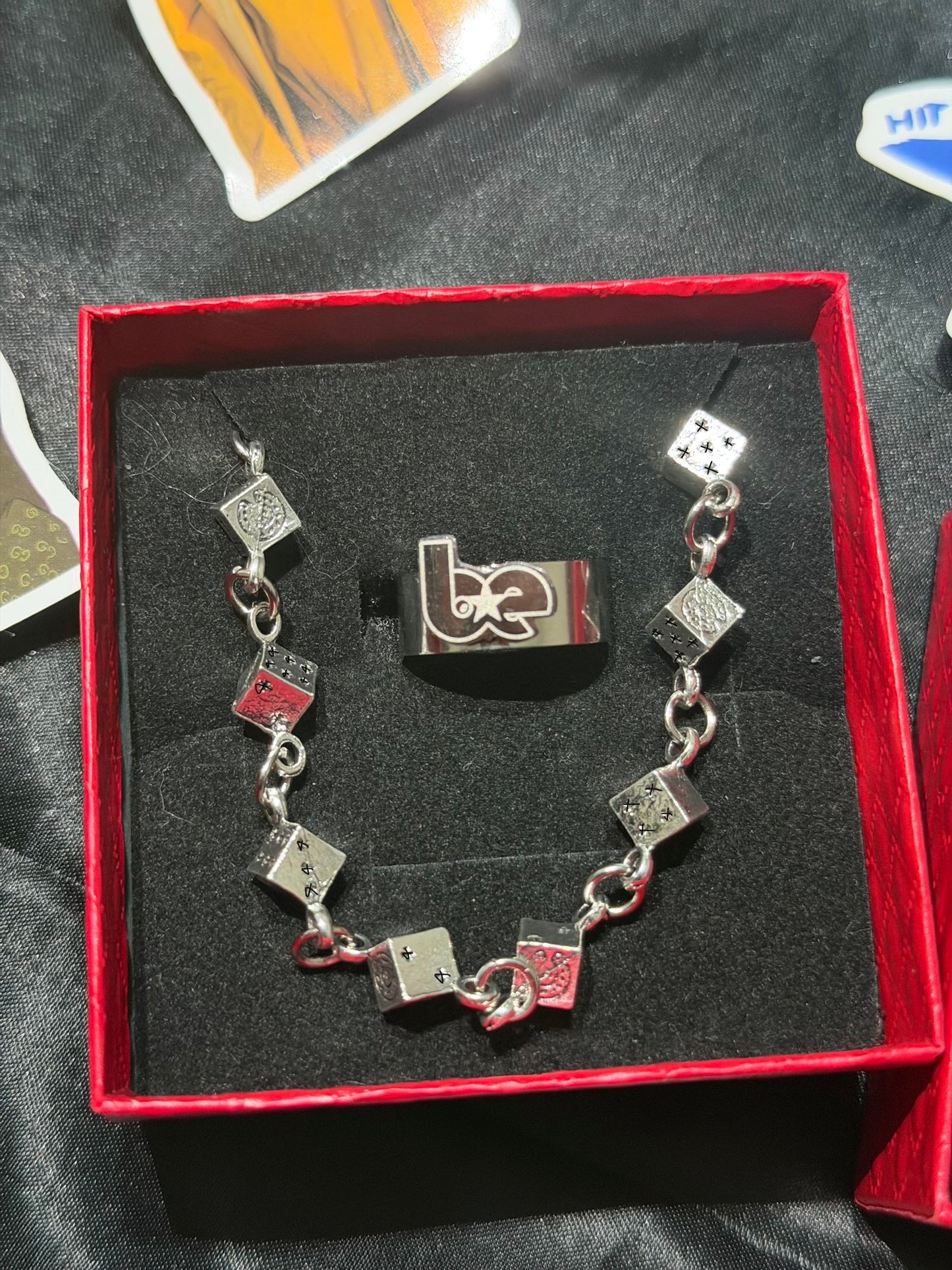 Billie eilish dice bundle includes 1x BE ring 1x dogtag 1x your turn dice bracelet!