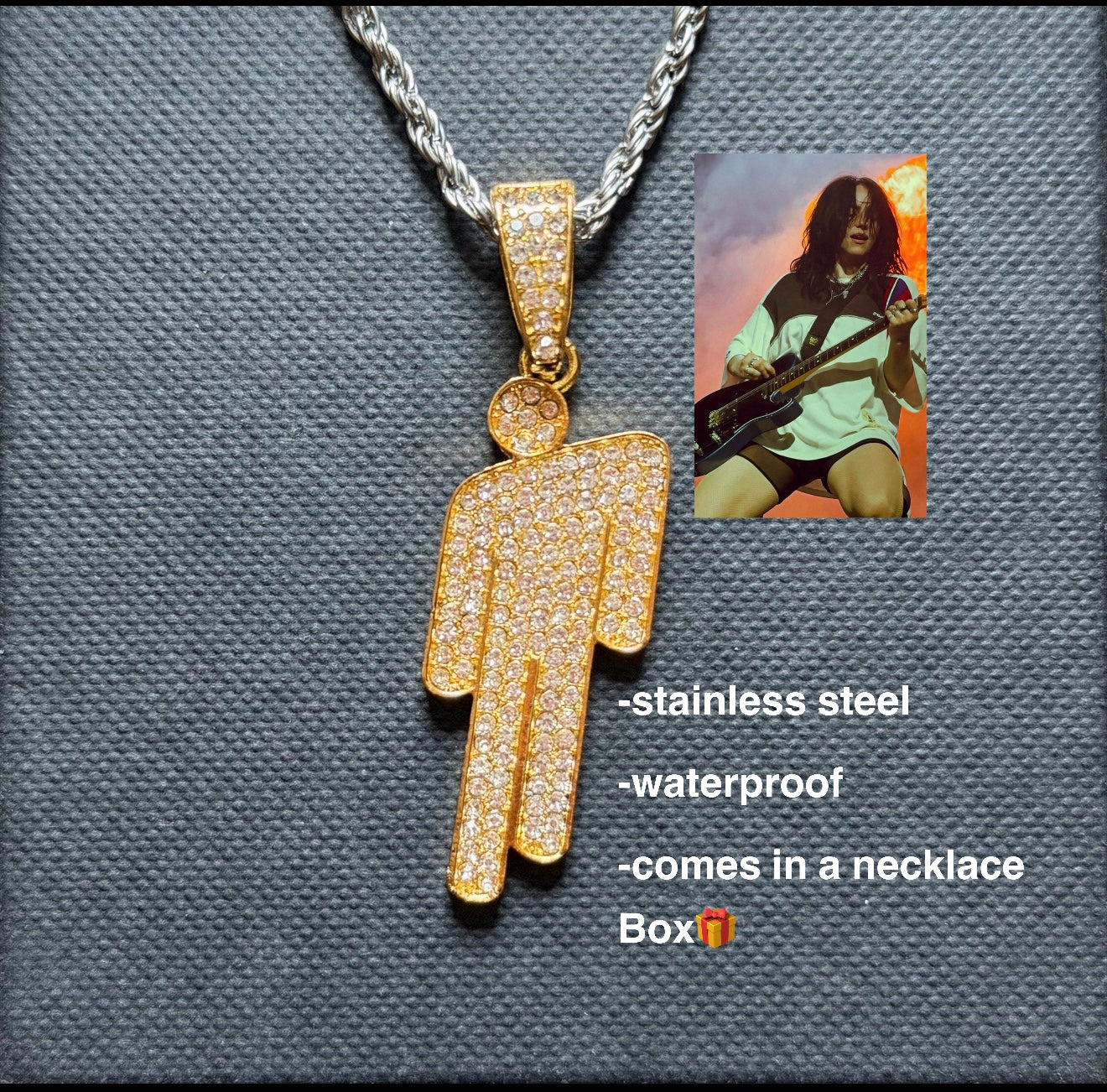 Billie Eilish Blohsh Necklaces stainless steel with a cute necklace box