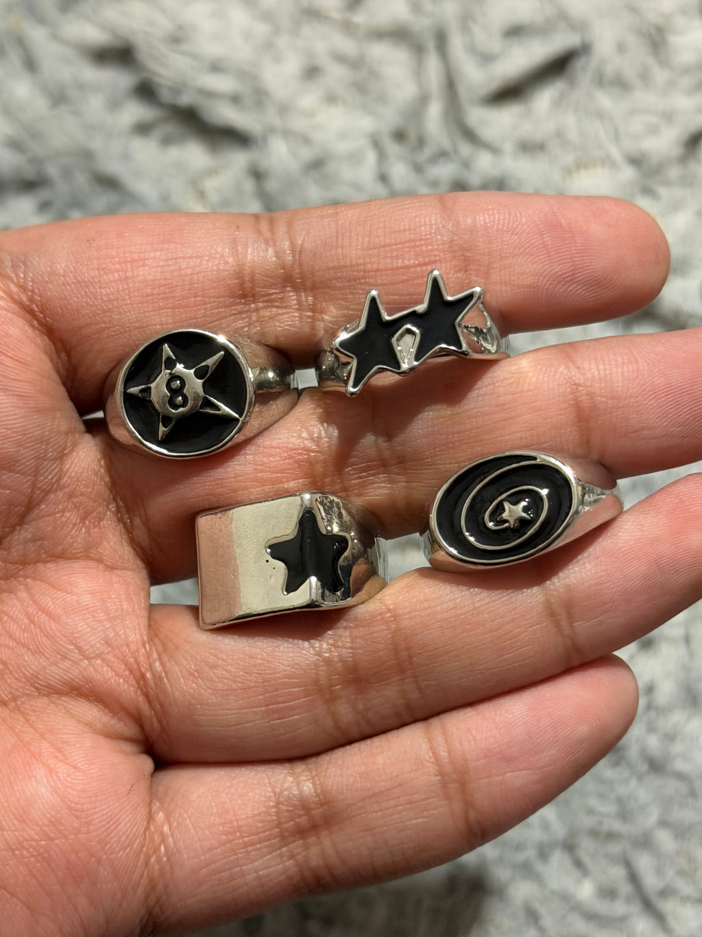 Billie Eilish Inspired 4 PC set stainless steel adjustable rings