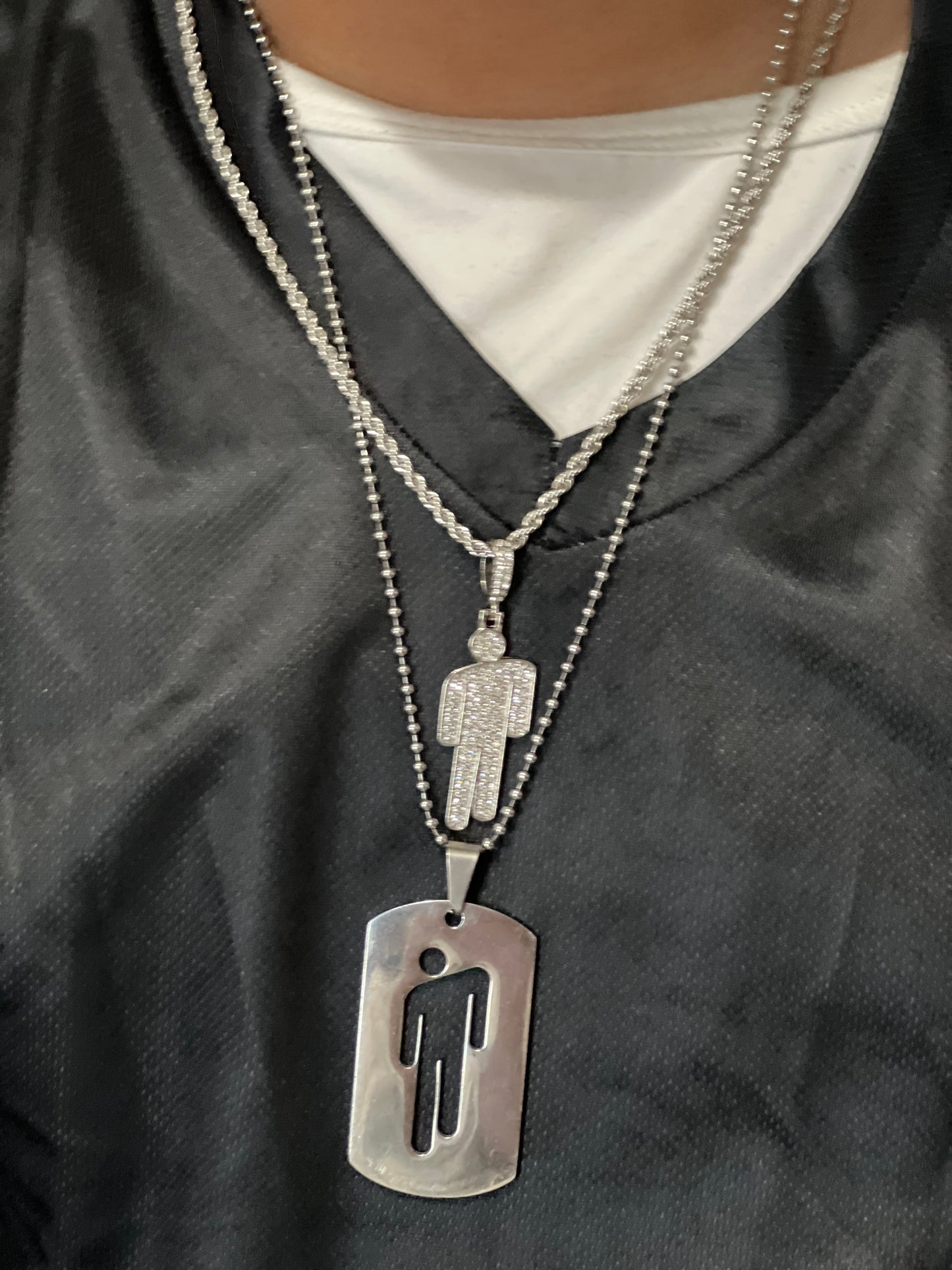 Billie eilish dogtag and silver blohsh necklace bundle includes 2 necklaces silver&dogtag