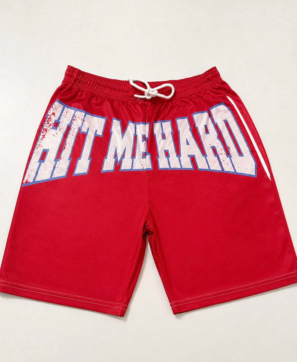 Billie Eilish Red Hard And Soft Paint splattered design shorts