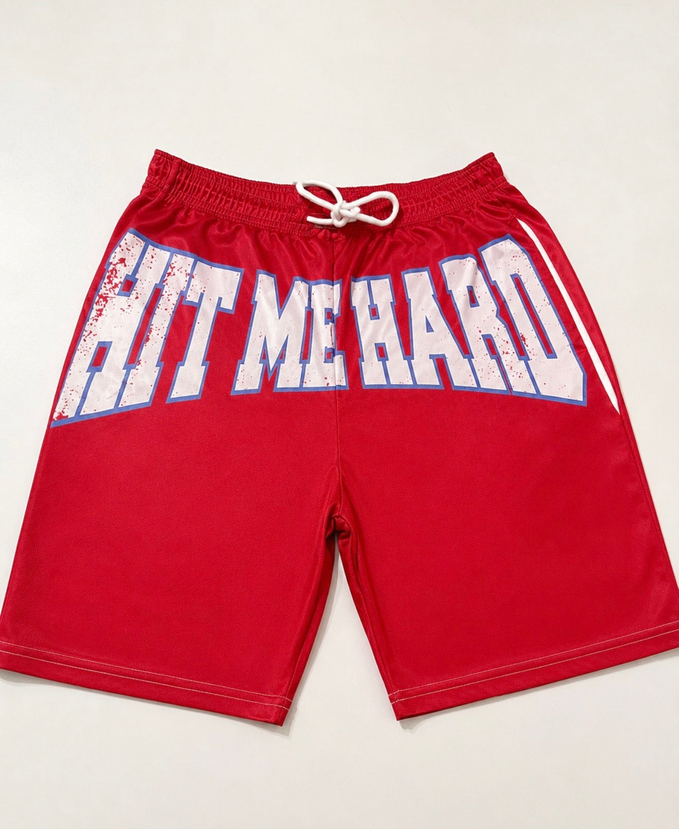 Billie Eilish Red Hard And Soft Paint splattered design shorts