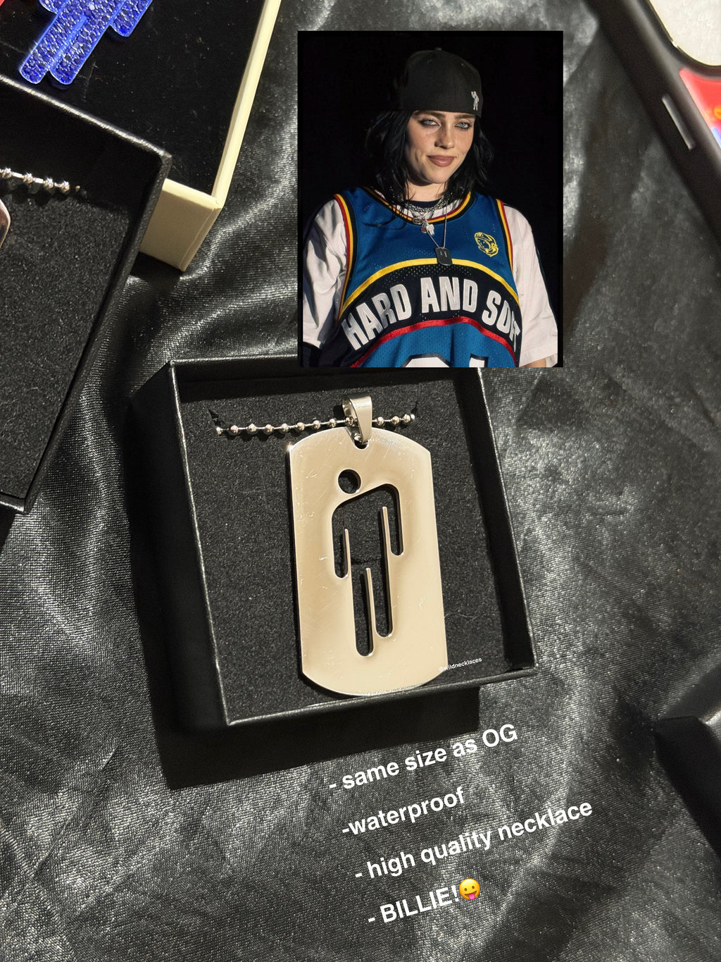 Billie Eilish Dogtag Blohsh same size as OG stainless steel high quality waterproof