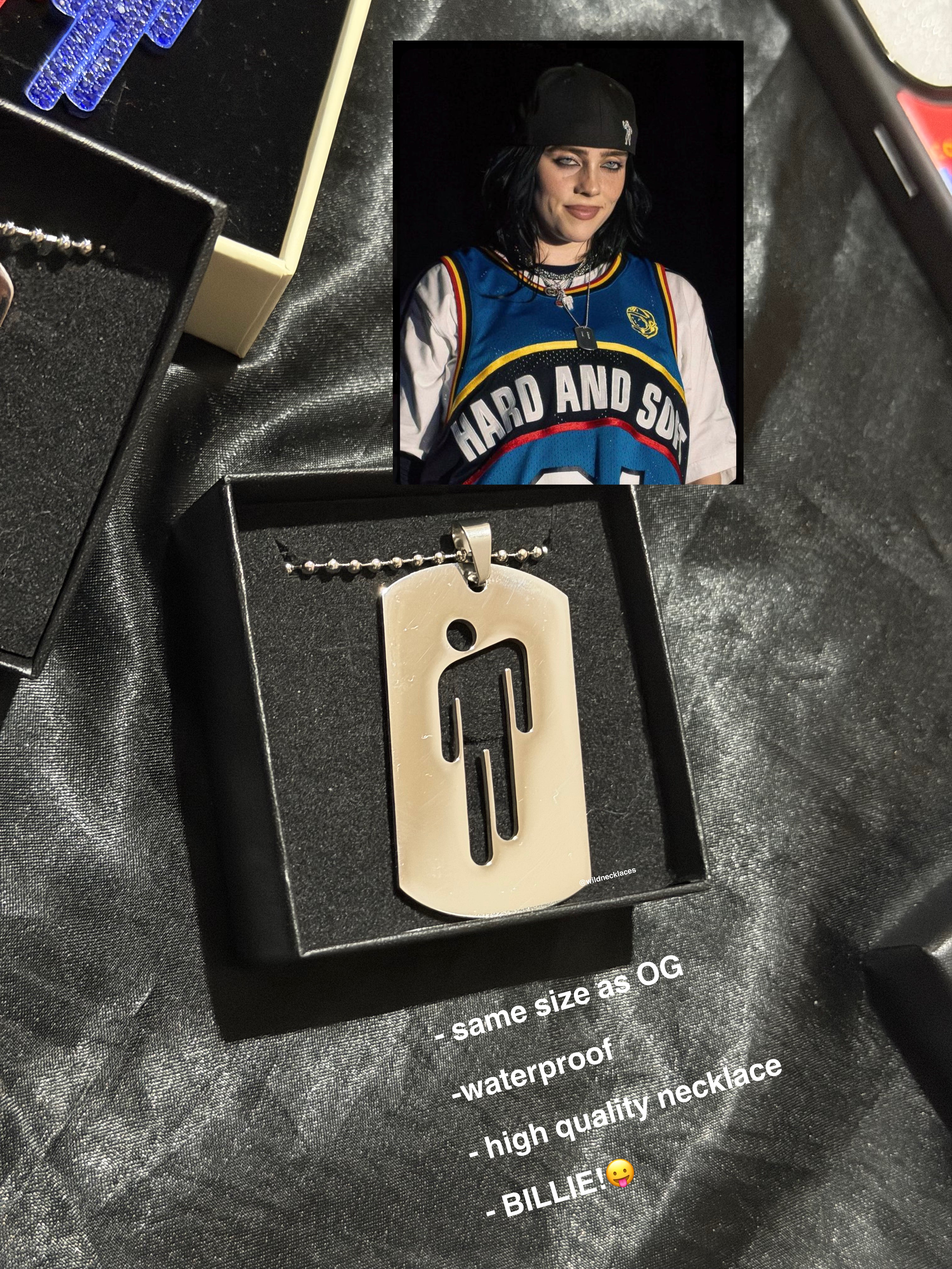 Billie Eilish Dogtag Blohsh same size as OG stainless steel high quality waterproof
